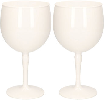 2x stuks onbreekbaar gin tonic glas wit kunststof 40 cl/400 ml