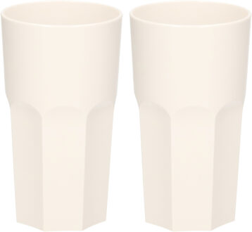 2x stuks onbreekbaar retro glas wit kunststof 33 cl/330 ml - Longdrinkglazen