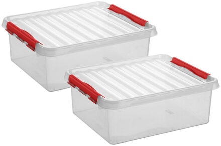 2x stuks opberg box/opbergdoos 25 liter 50 x 40 x 18 cm kunststof - Opbergbox Transparant