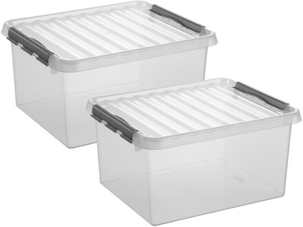 2x stuks opberg box/opbergdoos 36 liter 50 x 40 x 26 cm kunststof - Opbergbox Transparant