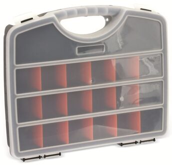 2x stuks opberg/sorteer boxen/dozen met 20 vakken 25 cm - Gereedsschapskist - Toolbox - Met verwijderbare tussenschotten