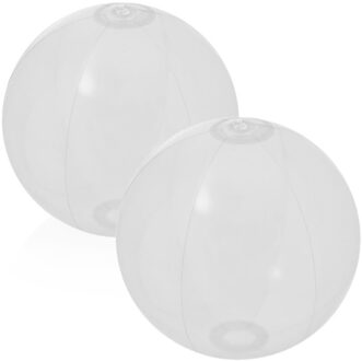 2x stuks opblaasbare strandballen Beach fun plastic wit 28 cm - Strandballen