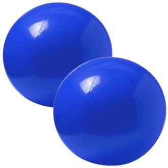 2x stuks opblaasbare strandballen extra groot plastic blauw 40 cm - Strandballen