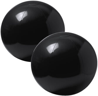 2x stuks opblaasbare strandballen extra groot plastic zwart 40 cm - Strandballen