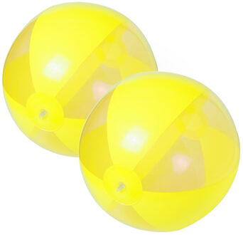 2x stuks opblaasbare strandballen plastic geel 28 cm