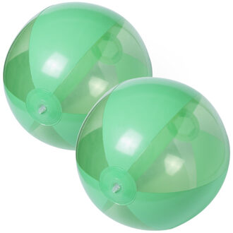 2x stuks opblaasbare strandballen plastic groen 28 cm - Strandballen