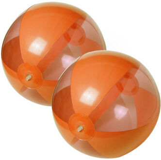 2x stuks opblaasbare strandballen plastic oranje 28 cm - Strandballen