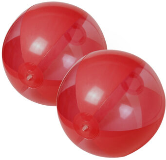 2x stuks opblaasbare strandballen plastic rood 28 cm