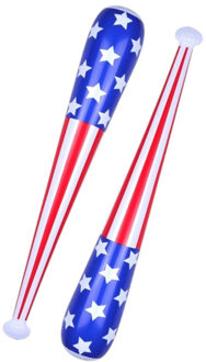 2x stuks opblaasbare USA vlag thema knuppel 85 cm