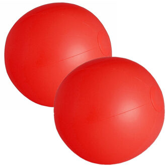 2x stuks opblaasbare zwembad strandballen plastic rood 28 cm