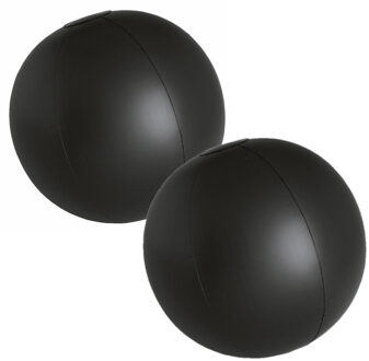 2x stuks opblaasbare zwembad strandballen plastic zwart 28 cm - Strandballen