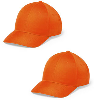 2x stuks oranje 6-panel baseballcap voor volwassenen - Verkleedhoofddeksels