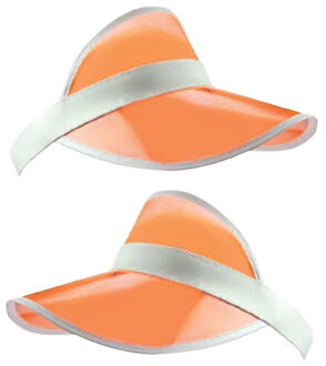 2x stuks oranje zonneklep petje/hoedje transparant - Carnaval/koningsdag verkleed hoeden