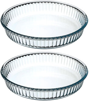 2x stuks ovenschaal rond - Transparant - Glas - Diameter 26 cm - Ovenschalen