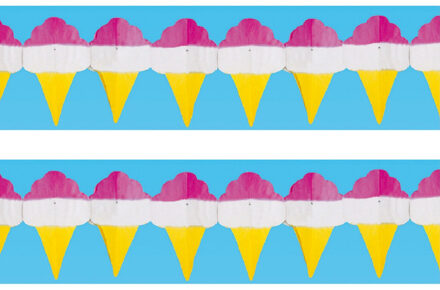 2x stuks papieren ijsjes zomer thema feestslinger 3 meter