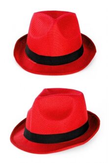 2x stuks party Carnaval gleufhoedjes rood met band