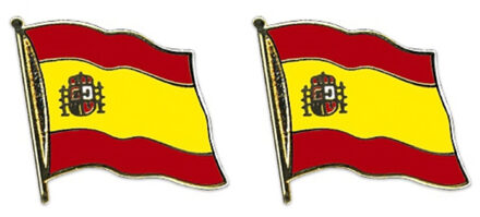 2x stuks pin broche van Vlag Spanje/Spaanse vlag