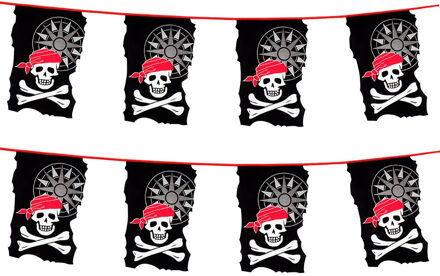 2x stuks piraten thema vlaggenlijnen doodshoofd 10 meter - Feestartikelen en versieirng