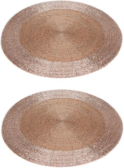 2x stuks placemats/onderleggers champagne rond D35 cm