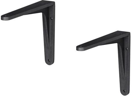 2x stuks planksteunen / plankdragers aluminium zwart 14 x 11,5 cm - Plankdragers