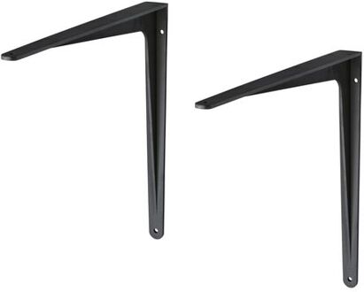 2x stuks planksteunen / plankdragers aluminium zwart 24 x 19 cm - Plankdragers