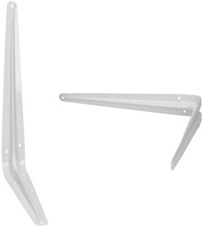 2x stuks planksteunen / plankdragers / wandsteunen wit staal 25 x 20 cm