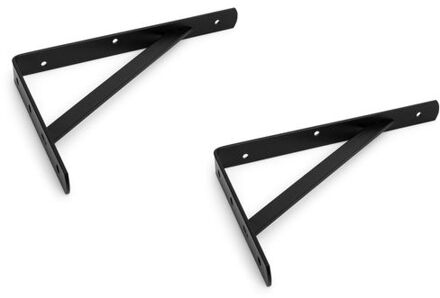 2x stuks planksteunen / schapdragers / plankdragers met schoor staal zwart 30 x 20,5 cm - Plankdragers
