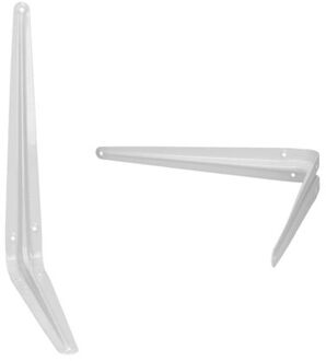 2x stuks planksteunen / wandsteunen staal wit 15 x 13 cm - Plankdragers