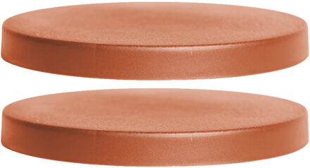 2x Stuks planten trolleys/multirollers rond terracotta kunststof 30 cm - Planten onderzetter Bruin