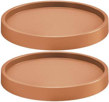 2x Stuks planten trolleys/multirollers rond terracotta kunststof 30 cm - Planten onderzetter Bruin