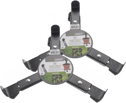 2x Stuks planten trolleys/multirollers verstelbaar zwart metaal 24 cm