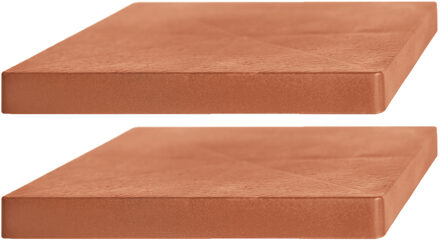 2x Stuks planten trolleys/multirollers vierkant terracotta kunststof 30 cm - Planten onderzetter Bruin