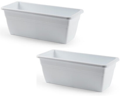 2x stuks plantenbak wit rechthoekig 40 x 18 x 15 cm