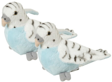 2x stuks pluche blauwe grasparkiet knuffel 16 cm