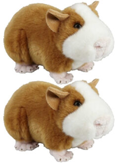 2x stuks pluche bruine cavia knuffel 18 cm speelgoed