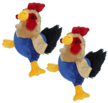 2x stuks pluche haan/kip knuffel 20 cm