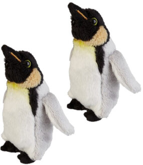 2x stuks pluche koningspinguin knuffel van 15 cm - pinguin knuffelbeesten