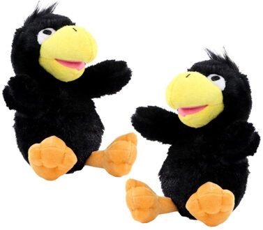 2x stuks pluche kraai of raaf vogel knuffel 21 cm