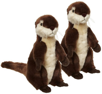 2x stuks pluche otter knuffel dier/beest 28 cm - Rivier dieren kinder speelgoed knuffels