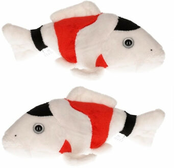 2x stuks pluche vissen knuffel koi karper 22 cm - Knuffel zeedieren Multikleur