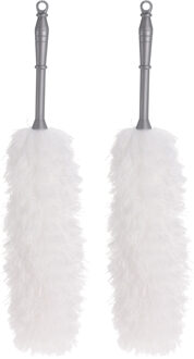 2x stuks plumeaus/dusters microvezel 15 x 50 cm grijs