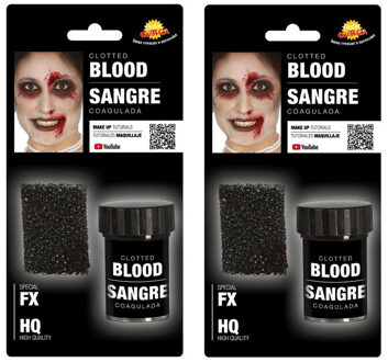 2x stuks potje gestold horror nepbloed schmink met sponsje 15 gram - Schmink