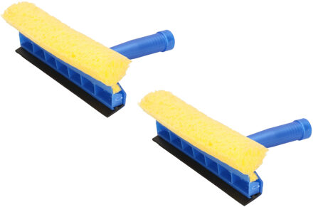 2x Stuks raamtrekker blauw met spons en kunststof handvat 23 cm