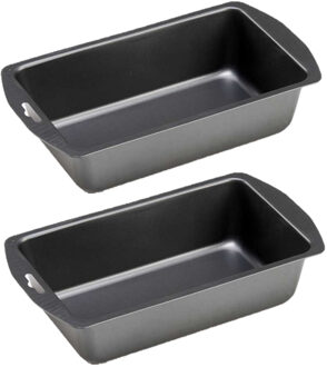 2x Stuks Rechthoekige Anti-aanbak Bakvormen/cakevormen Zwart 30 X 13 Cm - Cakevormen