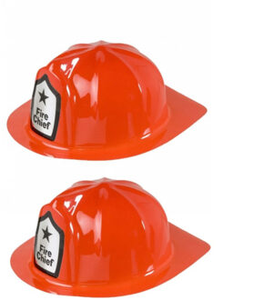 2x stuks rode brandweer verkleed helm  - Carnaval en verkleed accessoires - Hoeden/helmen