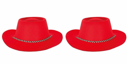 2x stuks rode cowboyhoed voor volwassenen