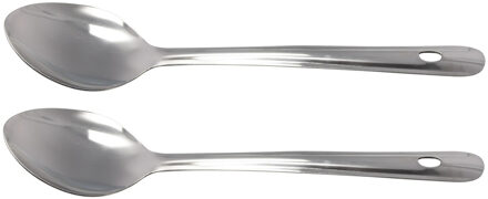 2x Stuks roestvrijstalen opscheplepels voor groente 31 cm - Opscheplepels Zilverkleurig