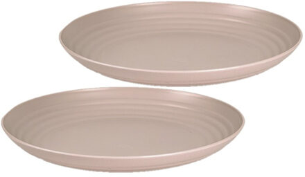 2x stuks rond kunststof borden mokka bruin 25 cm
