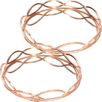 2x stuks ronde kaarsenborden/kaarsen plateaus koper/goud met spiegelbodem D23 cm