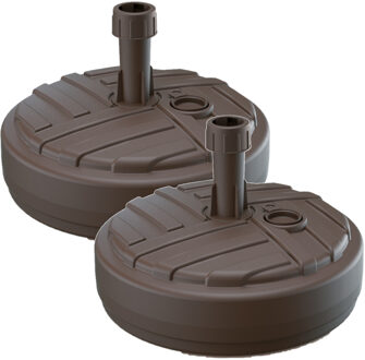 2x Stuks ronde kunststof parasolvoeten bruin 10 liter